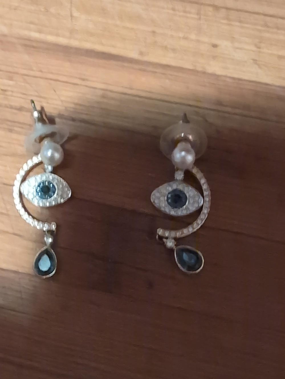 Swarovski Silver- Tone Earrings with Blue Crystal Evil Eye Accents